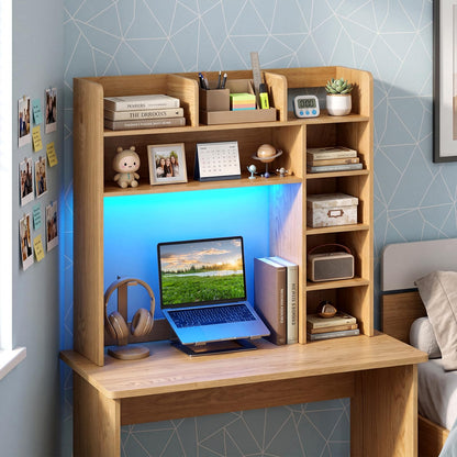 Goflame 35.5" Desktop Bookshelf with LED Lights