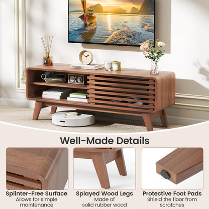 Goflame TV Stand for TVs up to 55" with Sliding Door and Adjustable Shelves for Living Room