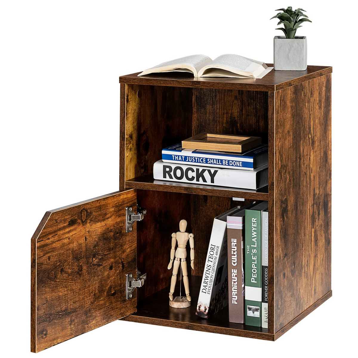 Goflame Set of 2 Nightstands, End Table Bedside Table w/Storage Cabinet and Open Shelf