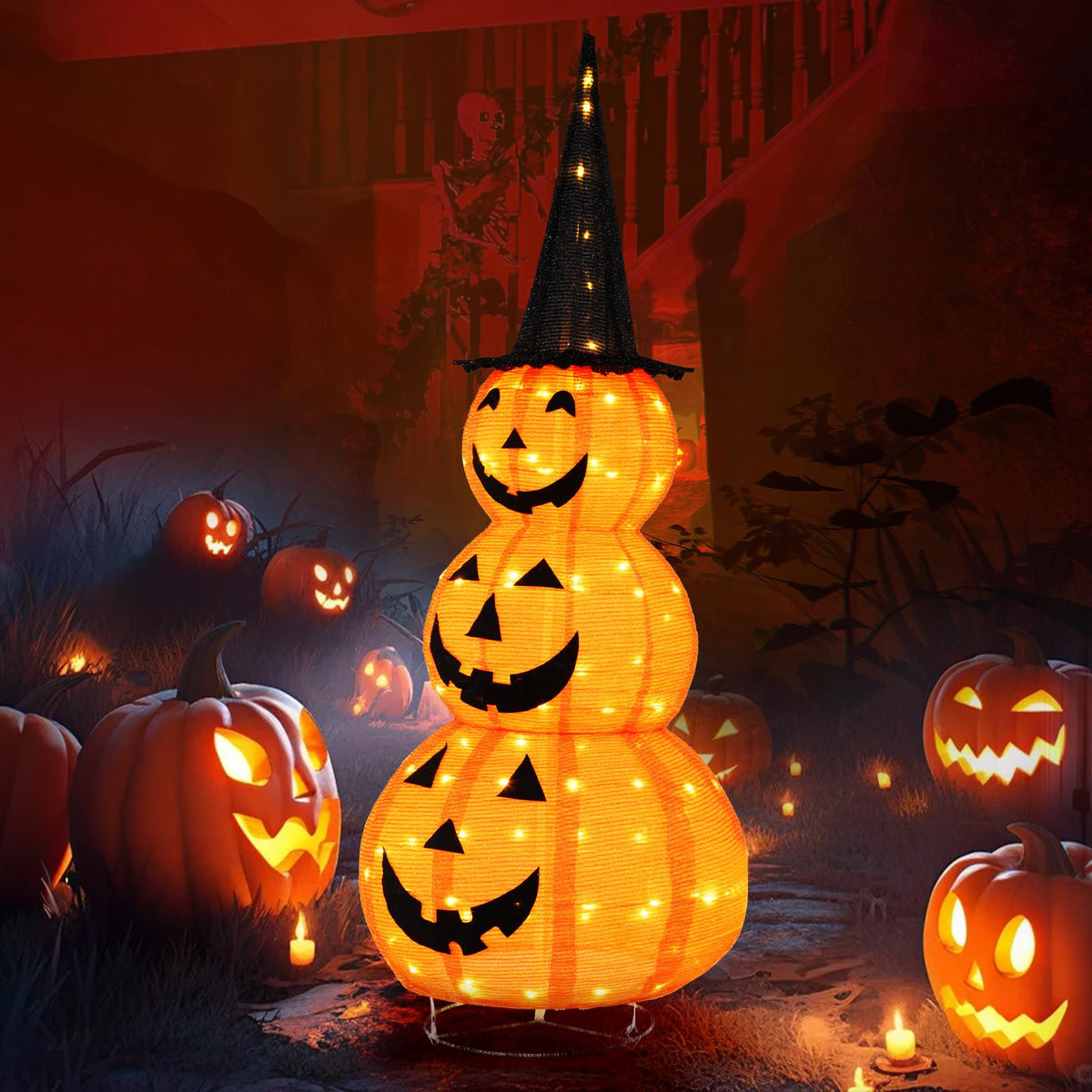 Goflame 5 FT Halloween Light Up Pumpkin Decoration