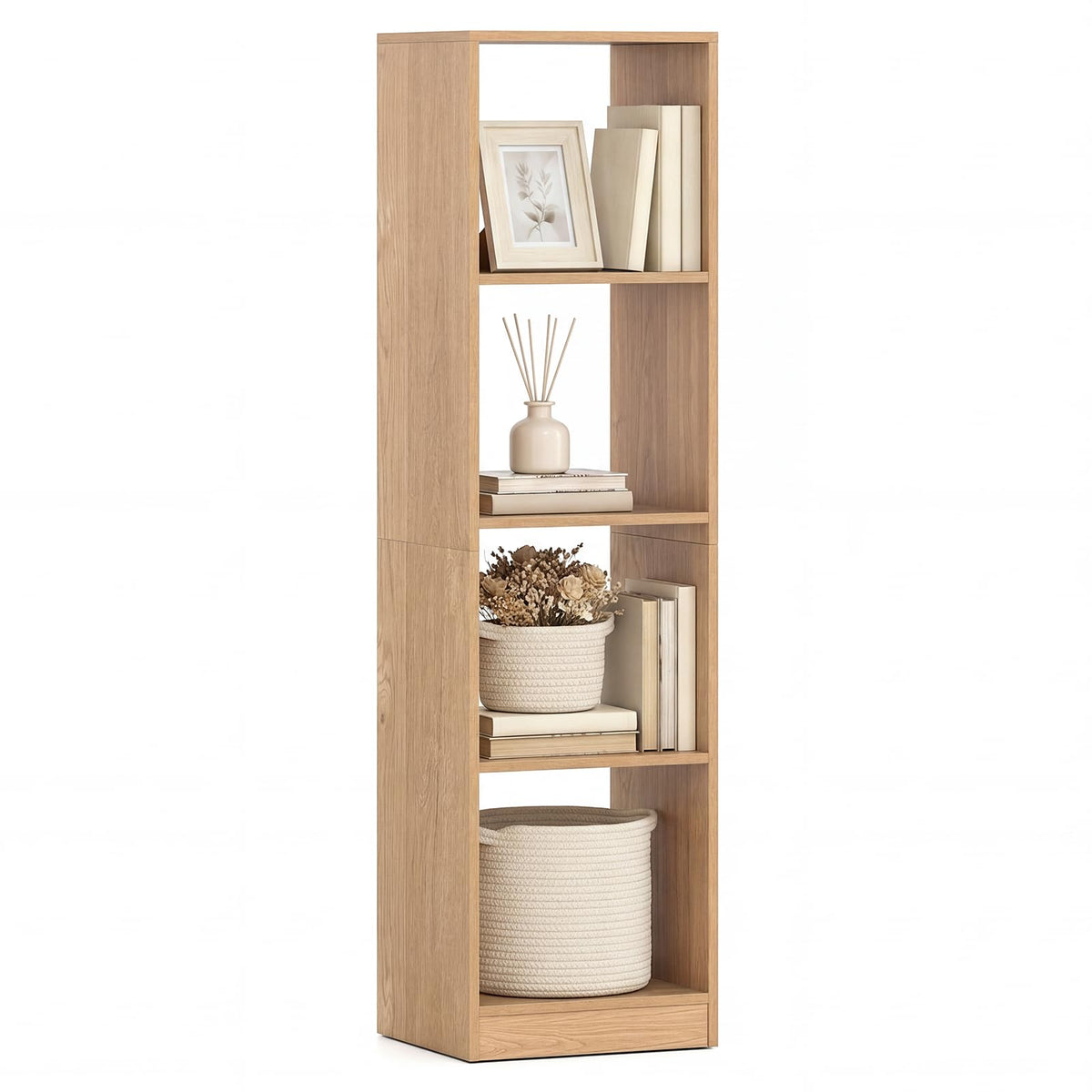 Goflame 56" Tall 4 Cube Bookcase for Small Place