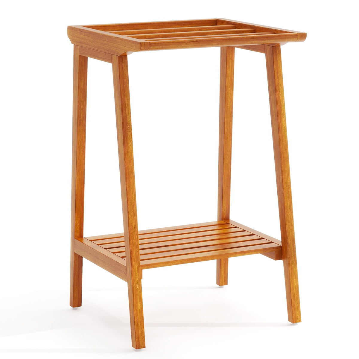 Goflame Teak Towel Rack for Bathroom, 5 Bars Freestanding Towel Racks with Storage Shelf, 19.5" L x 19.5" W x 31.5" H