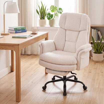Goflame Criss Cross Legged Reclining Desk Chair with 5-Level Adjustable Armrests