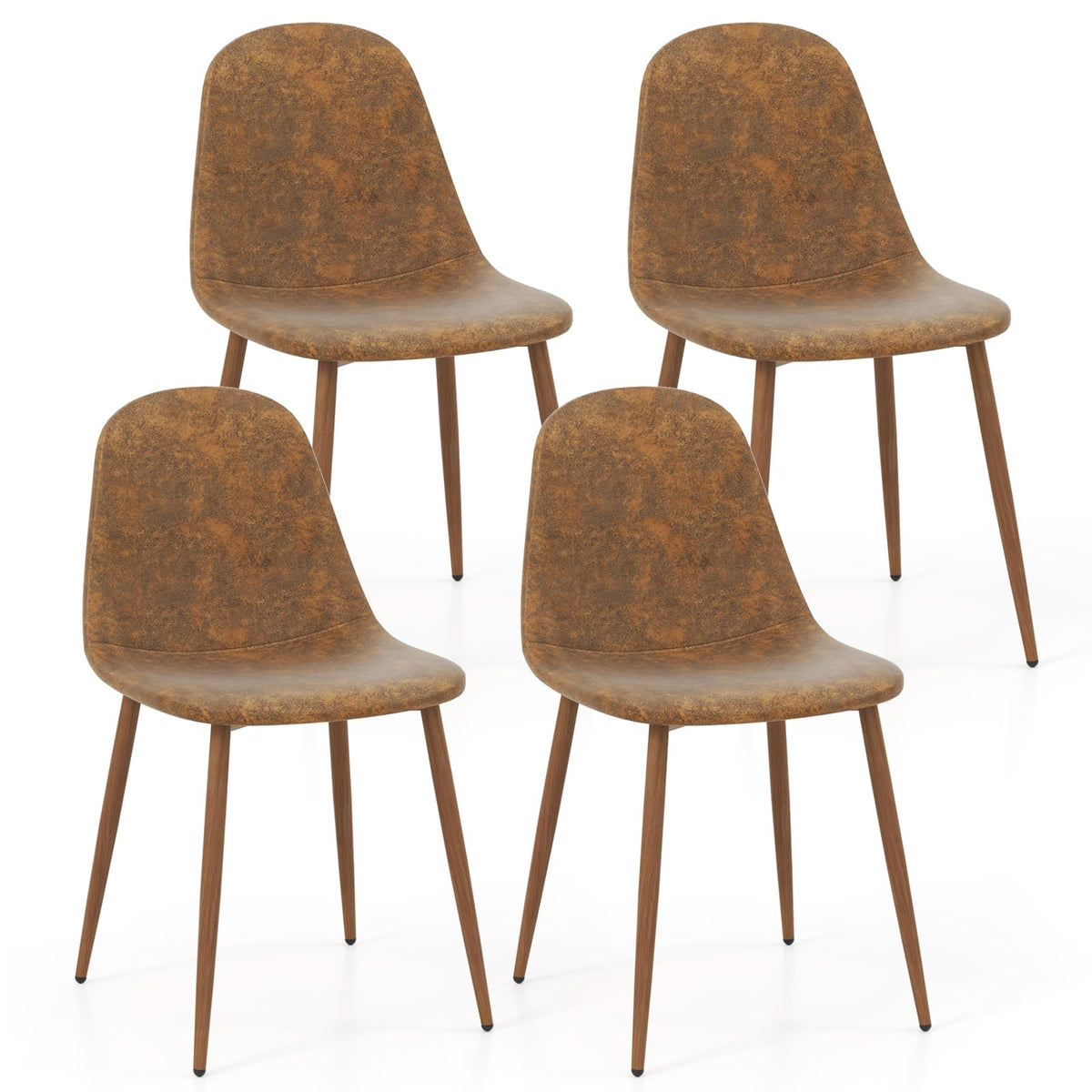 Goflame Upholstered Dining Chairs Set of 4 PU Leather Kitchen Side Chairs w/Padded Seats