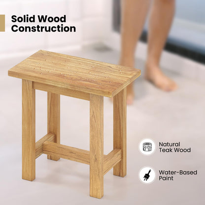 Goflame Teak Shower Bench Stool with Waterproof Spa Bath Seat for Seniors 20''L x 11''W x 18.5''H