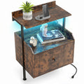 Goflame Nightstand w/Charging Station & LED Light (1/2)