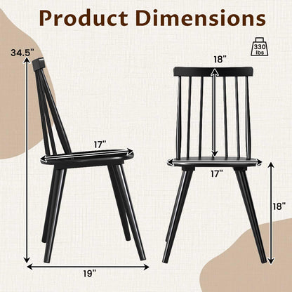 Goflame Windsor Dining Chairs Set of 2/4 Farmhouse Wooden Black Kitchen Chairs