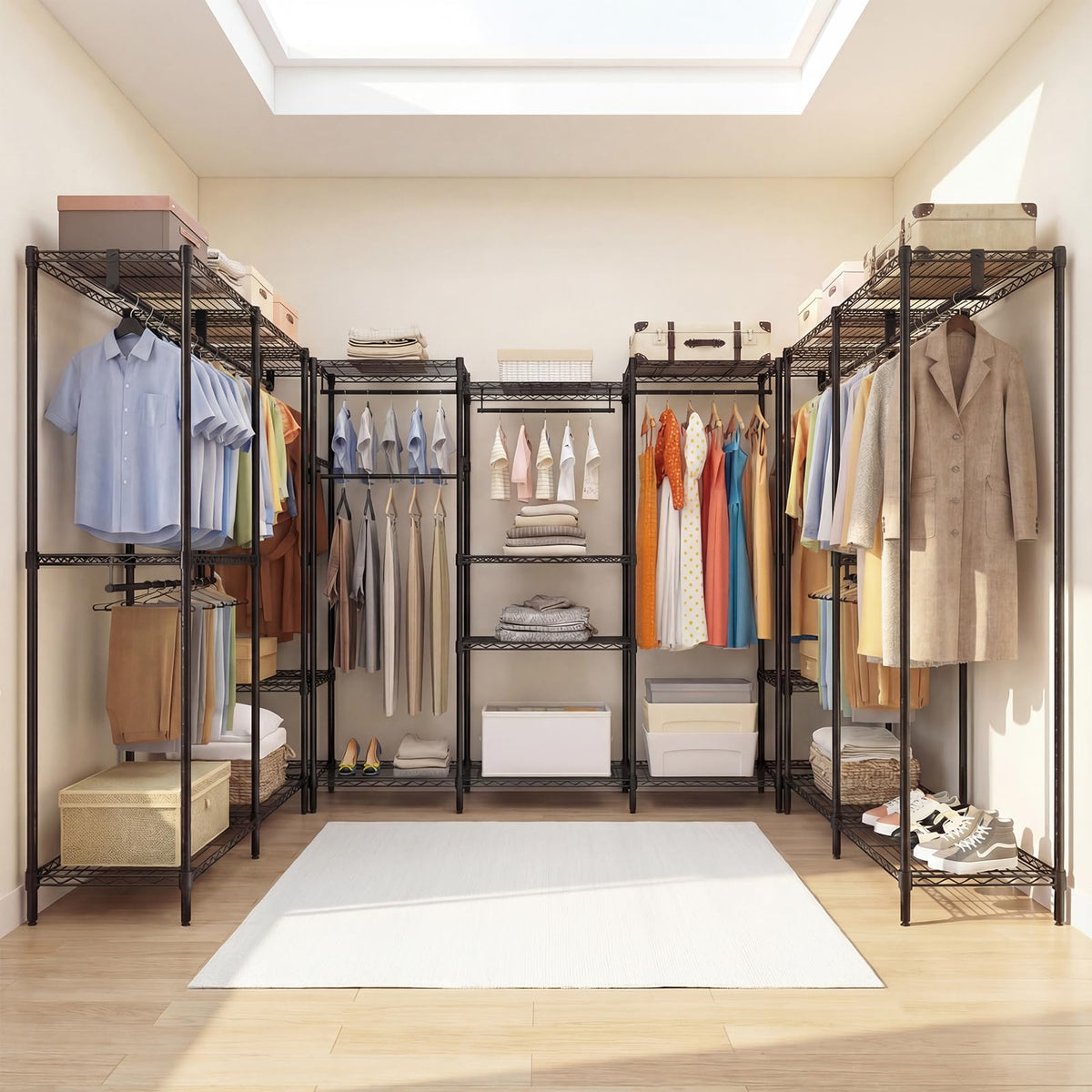 Goflame Convertible Clothes Organizer with L-shape & Horizontal Installation