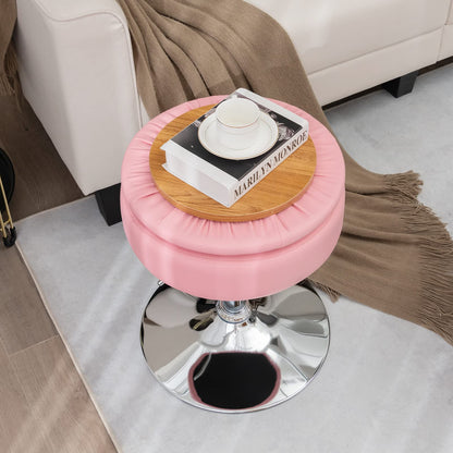 GOFLAME 360° Swivel PU Leather Vanity Stool with Storage Set of 2