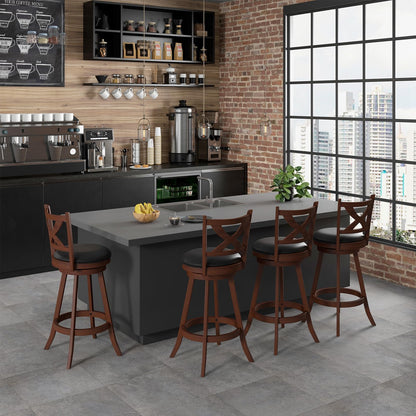 Goflame Swivel Bar Stools Set of 2, Farmhouse Wooden Barstools with Back