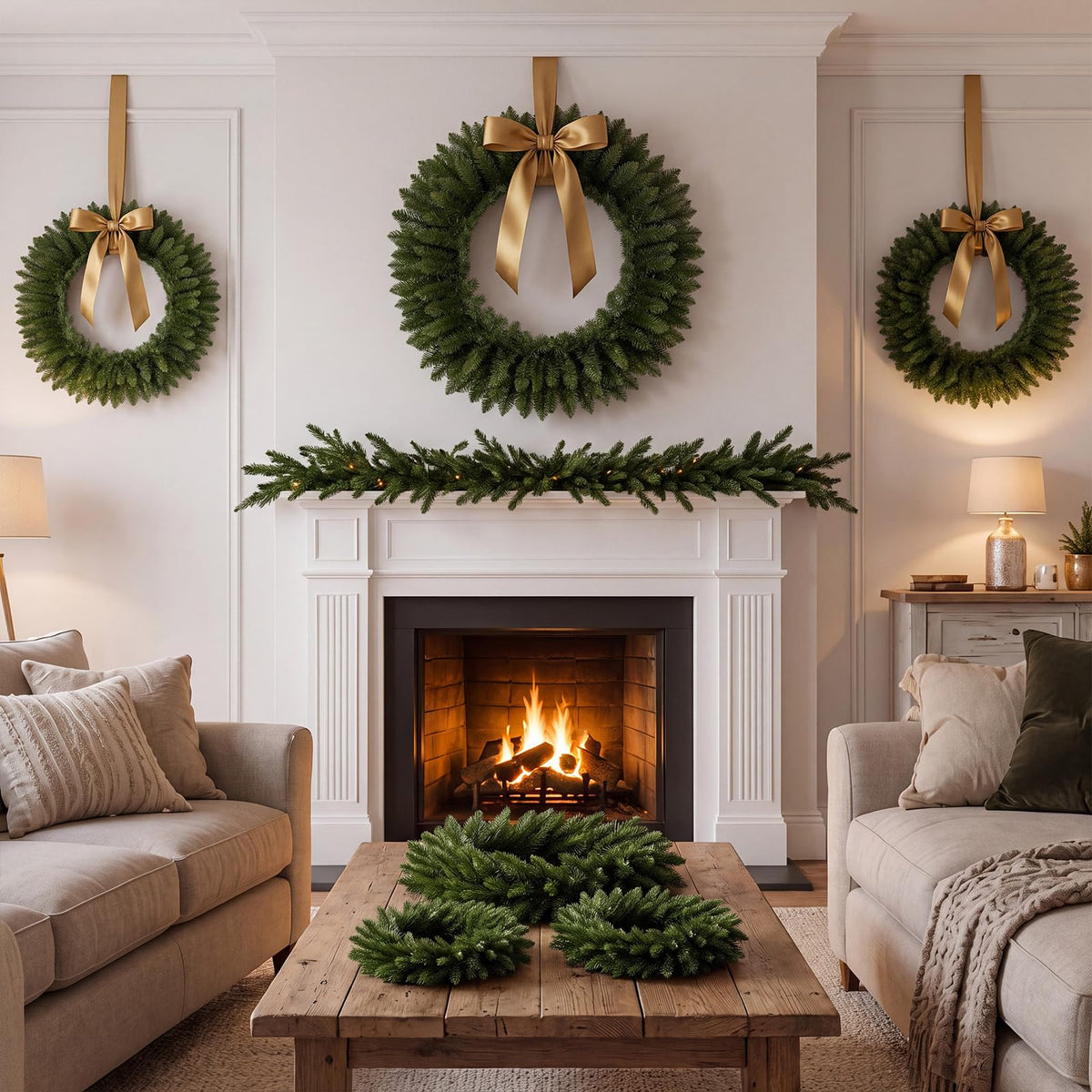 GOFLAME Nesting Christmas Wreaths Set of 6
