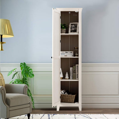 Goflame Tall Storage Cabinet Freestanding Floor Storage Tower with Four Shelves and Single Door