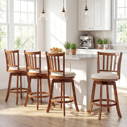Goflame 25" Counter Height Stools Set of 2/4 with Rubber Wood Legs & Footrest & Upholstered Seat