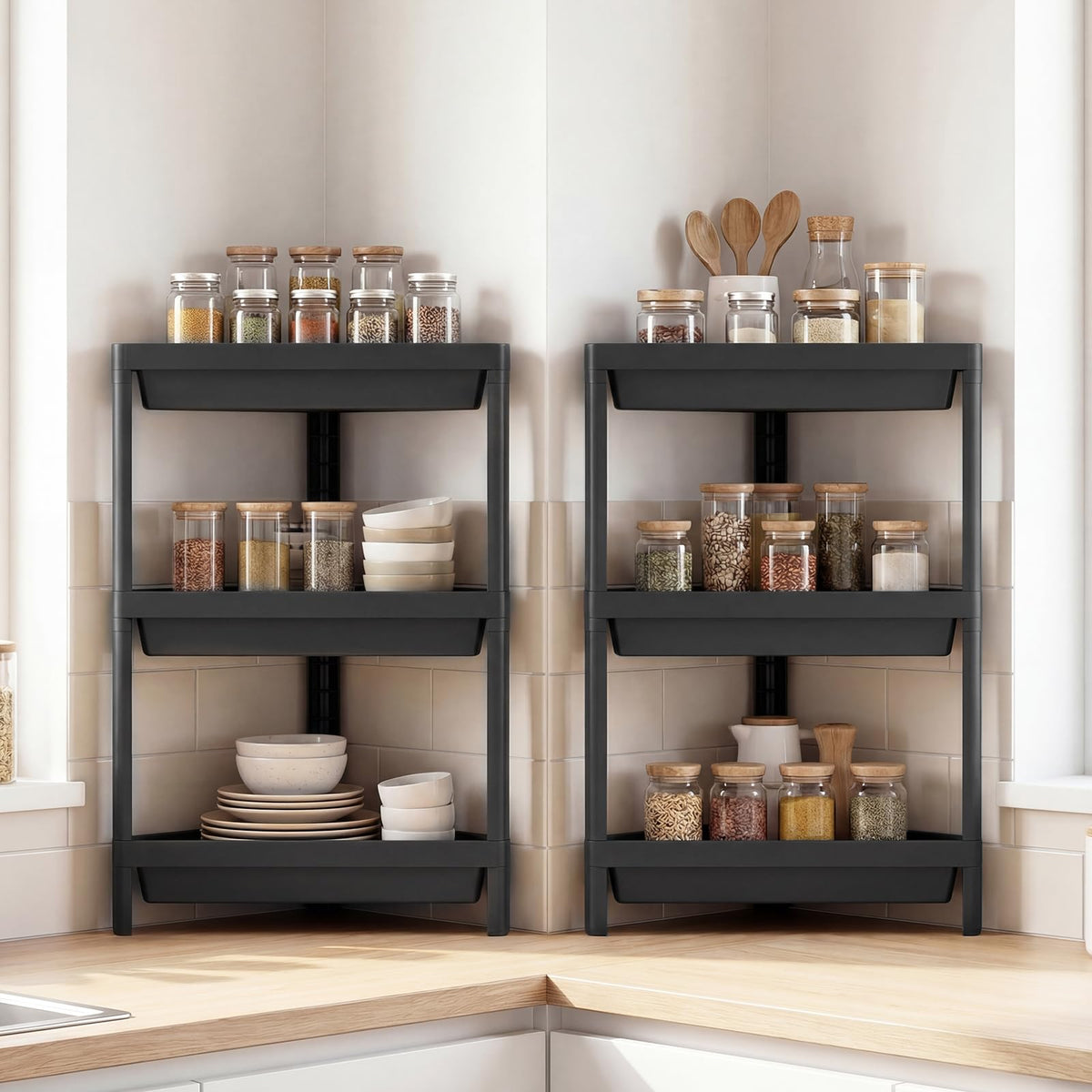 Goflame 3-Tier Corner Shower Caddy 2-Pack with Detachable Design