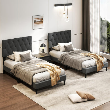 Modern Queen/Full/Twin Size Upholstered Platform Bed Frame with Diamond Tufting Headboard