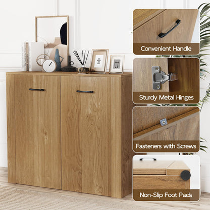 Goflame 38" Modern Storage Cabinet with 2 Doors and 4 Cubic Shelves