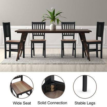 Goflame Set of 4 Wood Dining Chairs, Whitesburg Dining Room Side Chair w/ Wide Seat,Black - Goflameus