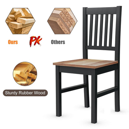 Goflame Set of 4 Wood Dining Chairs, Whitesburg Dining Room Side Chair w/ Wide Seat,Black - Goflameus