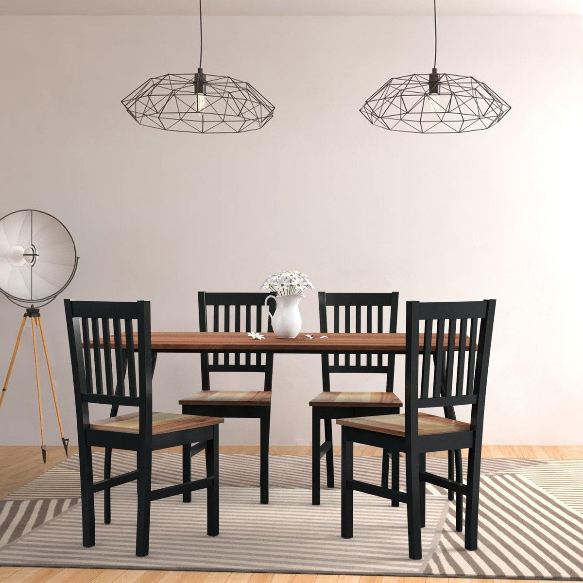 Goflame Set of 4 Wood Dining Chairs, Whitesburg Dining Room Side Chair w/ Wide Seat,Black - Goflameus