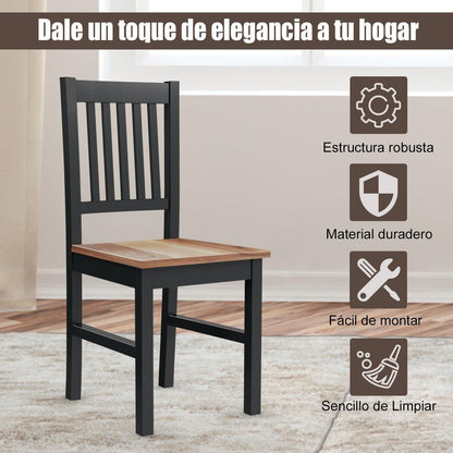 Goflame Set of 4 Wood Dining Chairs, Whitesburg Dining Room Side Chair w/ Wide Seat,Black - Goflameus