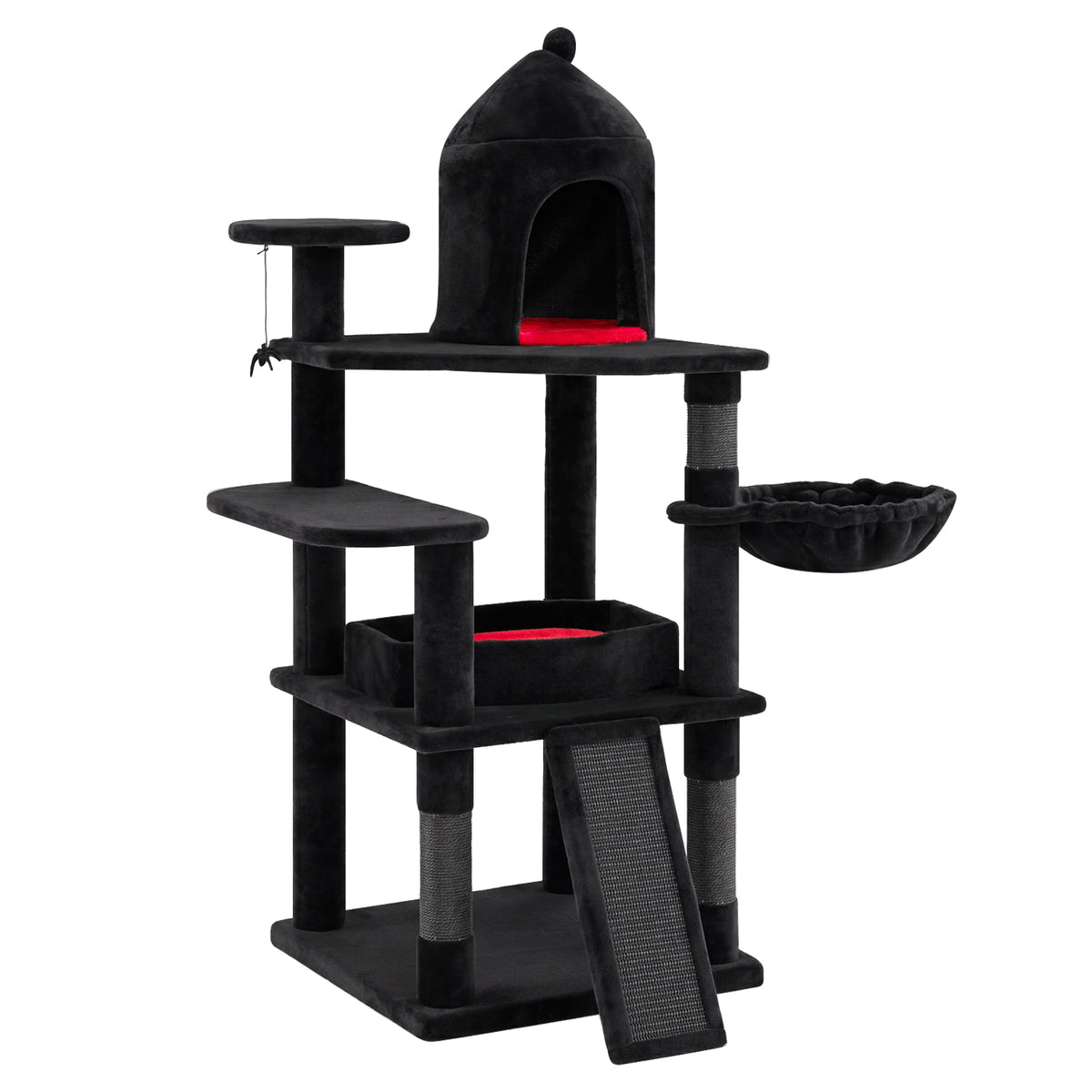 50-inch Gothic Cat Tree, Multi-Level Black Cat Tower