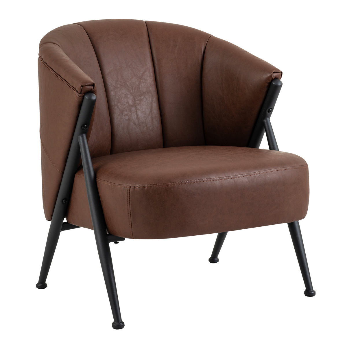 Goflame Mid Century Modern Accent Chair w/Curved Backrest & Wide Seat