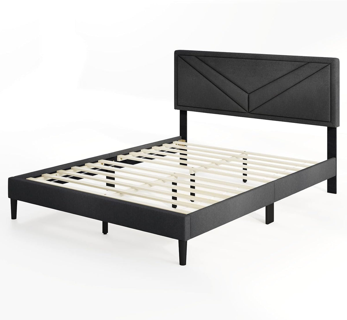 Queen/Full/Twin Size Upholstered Platform Bed Frame with Diagonal Channel Tufted Headboard