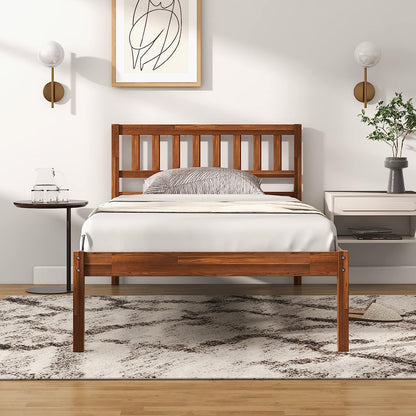 Goflame Wood Bed Frame with Headboard