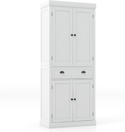 Goflame Pantry Organizers and Storage, 72" Tall Kitchen Cabinet with 2-Door Cabinets & Drawer, Buffet Sideboard