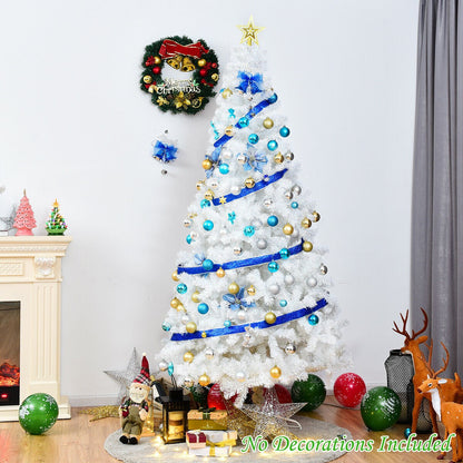 White Christmas Tree with Solid Metal Legs Perfect for Holiday Indoor and Outdoor Decoration